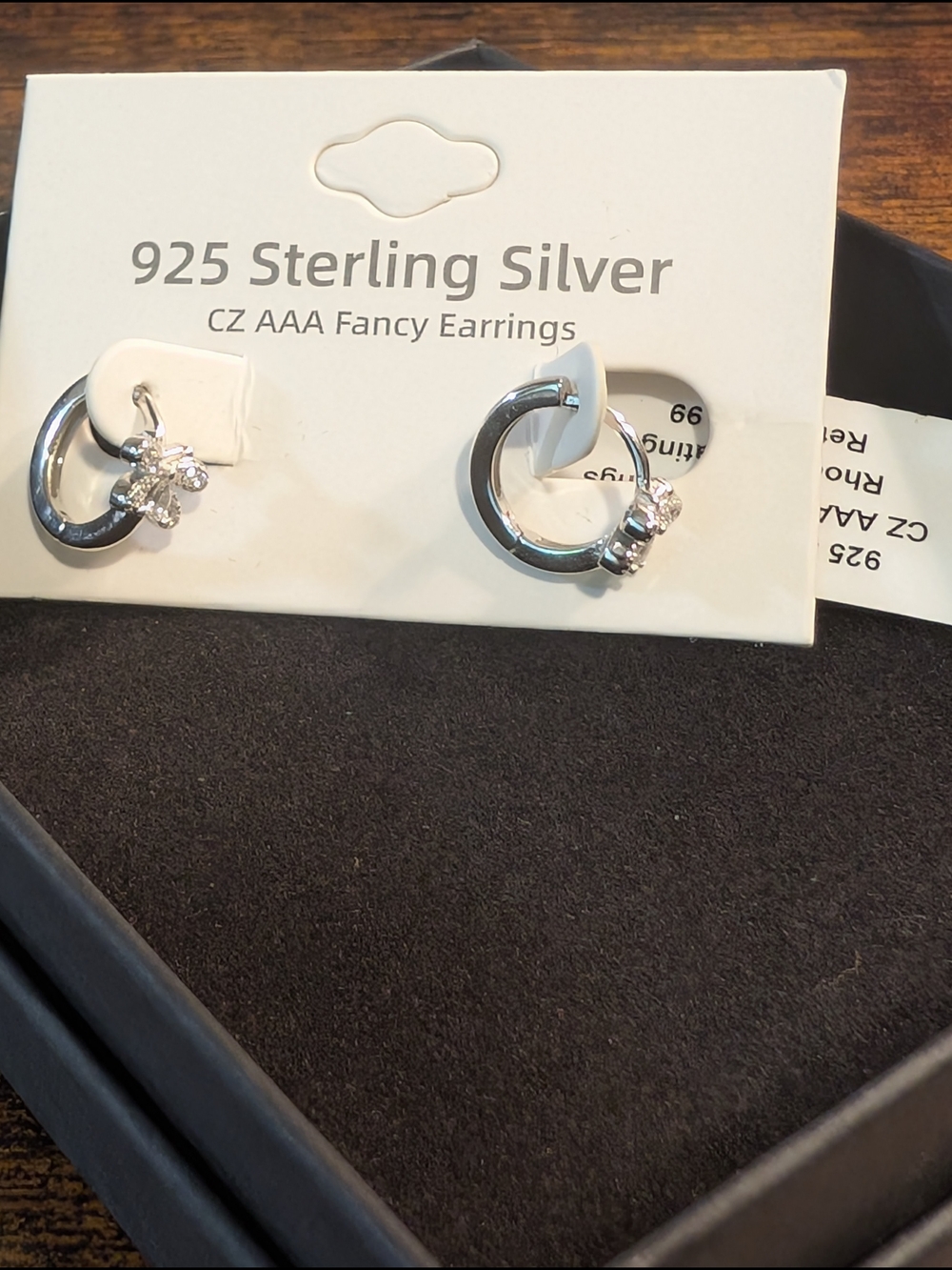 Sterling Silver Huggies with CZ Butterfly